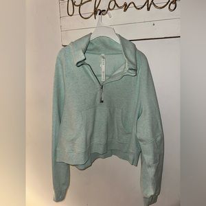 NWOT Half zip funnel neck heathered mint scuba
